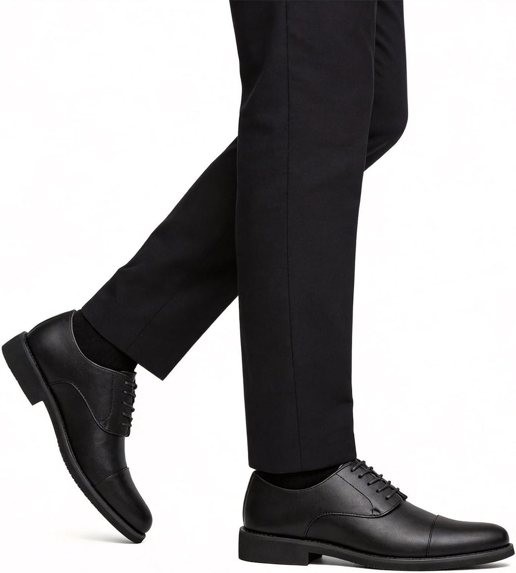 Men's Dress Shoes Classic Cap-Toe Oxfords Formal Business Tuxedo Suit Fashion Men Lace-Up Leather Derby Shoes Comfortable Lightweight Non-Slip Office Work Driving Wedding Footwear