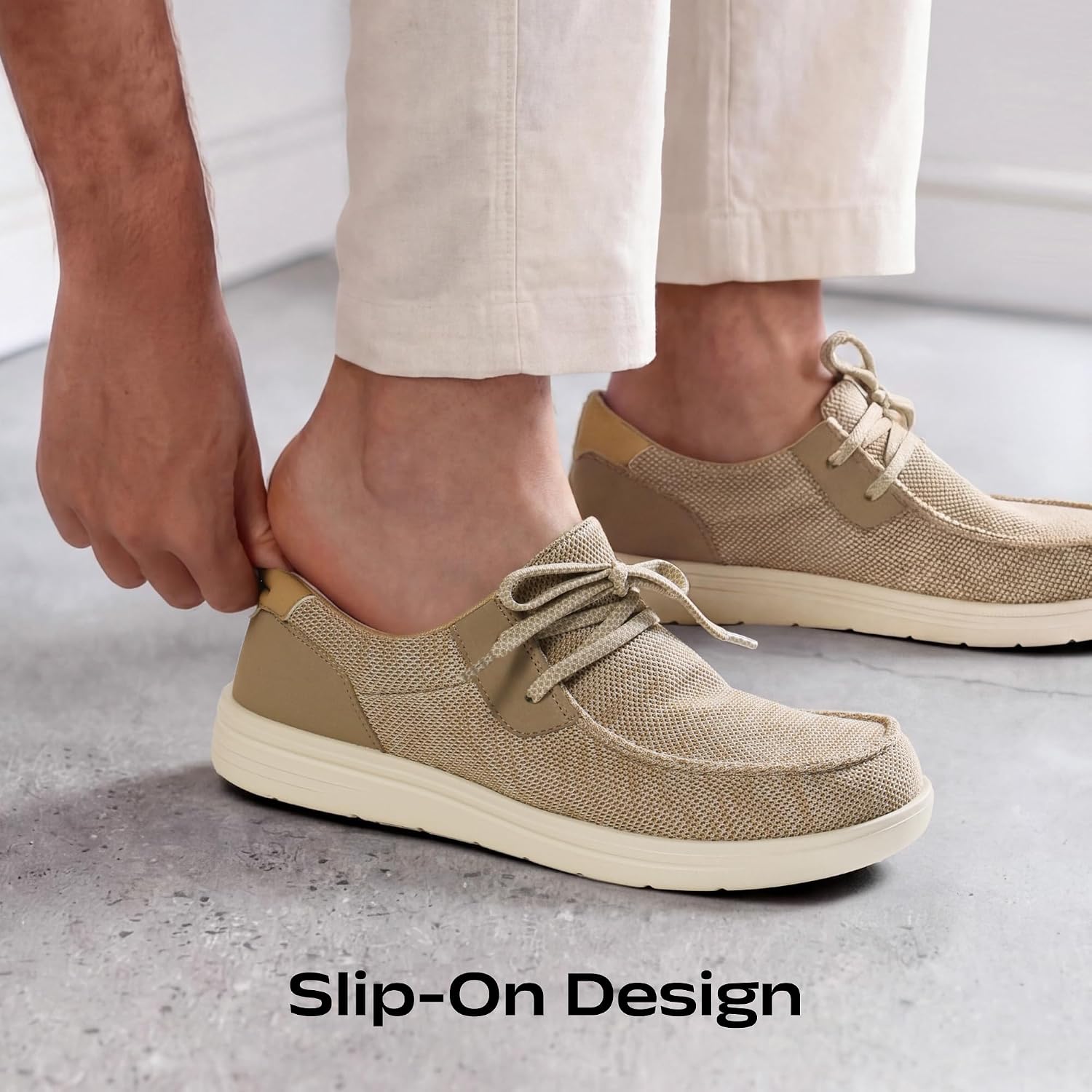 Men's Arch Support Casual Slip on Loafers Wide Toe Box Non Slip Lightweight Breathable Comfortable Shoes